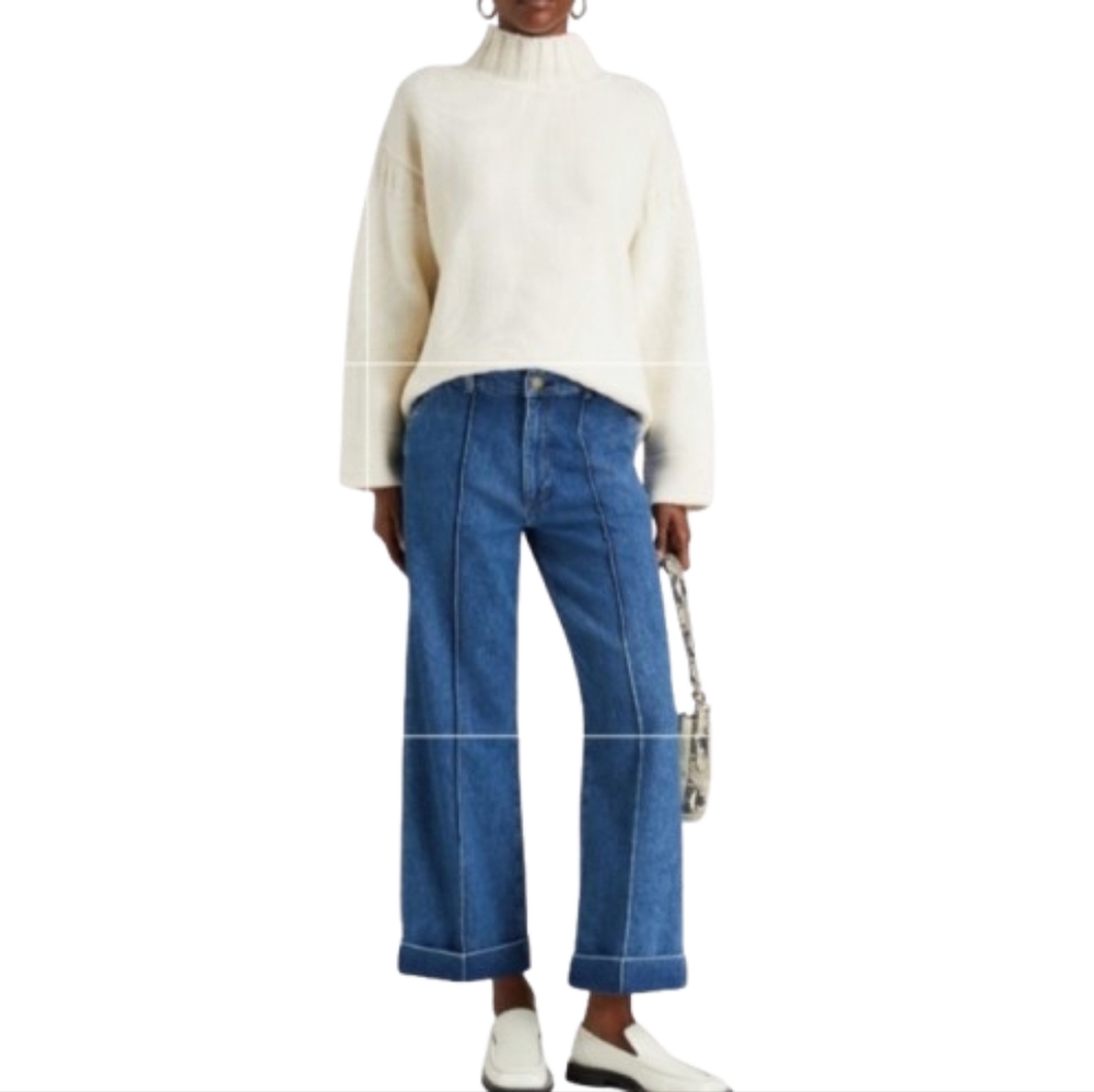Frame 70's Straight Leg Denim Jeans Size 26 Cuffed Lago Di Como Wash Ankle